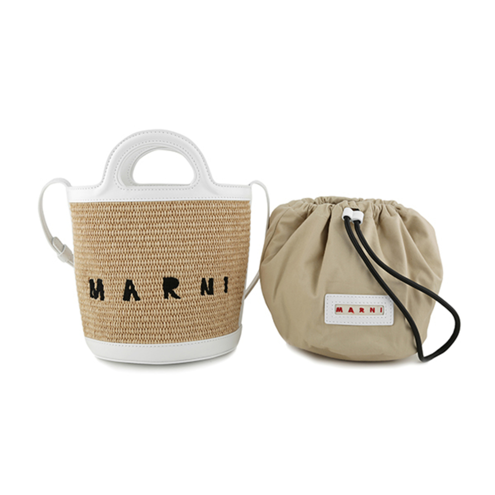 Marni Shoulder Bag Tropicalia Tan White - Picture 8 of 9